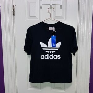 Adidas‎ Black TRFL Boxy Tee with White Logo Size Small